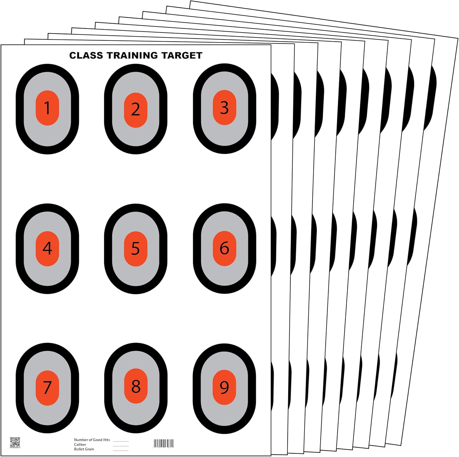 23x35 9 Spot Class Training and Practice Paper Shooting Target for Gun Range Rifle Pistol Handgun BB Guns Fluorescent Orange (25 Pack)