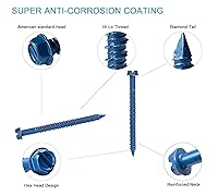 Vista 2 de Anclaje de tornillo de hormigón de 1/4 x 2-3/4" con cabeza hexagonal, para anclaje a mampostería, bloque o ladrillo (100 piezas)