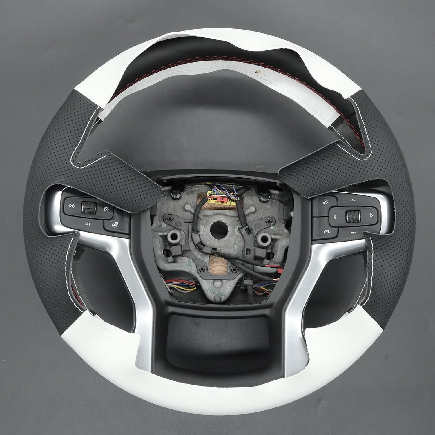 MEWANT Steering Wheel Cover Compatible with Chevy Silverado Steering Wheel Cover for Chevy Silverado 1500 / Silverado 2500/3500/Blazer/Suburban/Tahoe Silverado Hand-Stitched Steering Wheel Wrap