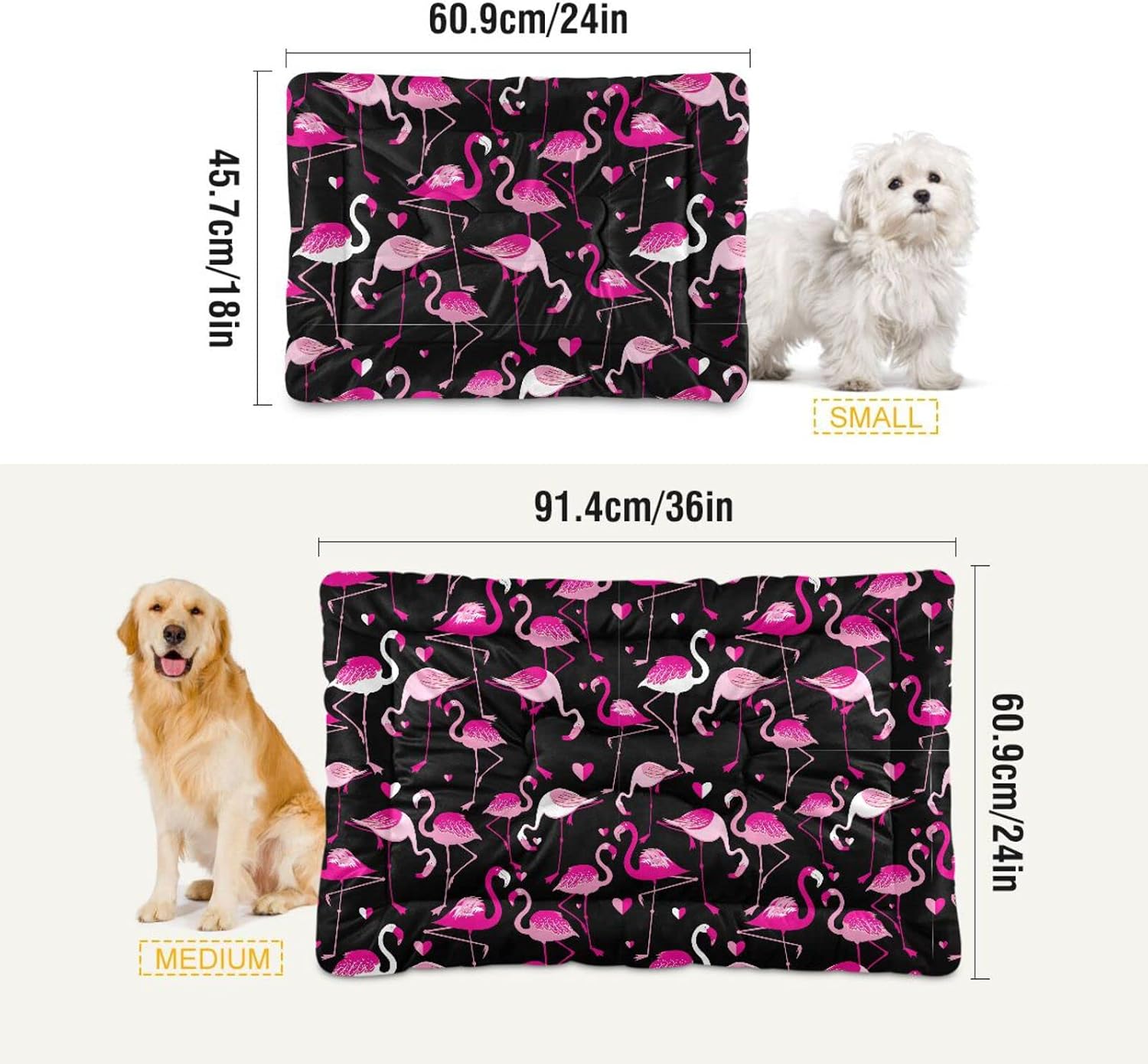 review Pink Flamingos Dog Cat Bed Washable Crate Pet Bed Anti-Slip Comfortable Breathable Crate Kennel Pad for Indoor Small Medium Large Dogs, 18 x 24 Inch