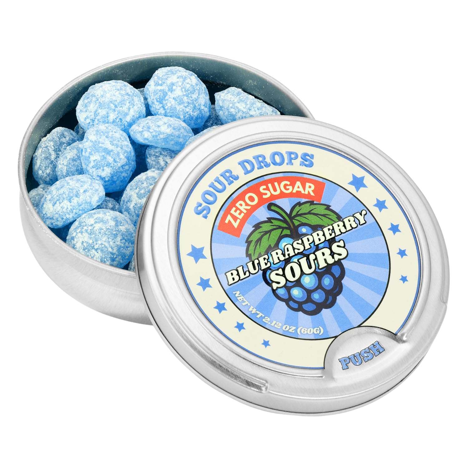 Sour Drops | Zero Sugar Sour Candy | Tangerine, Lychee, Blue Raspberry | 3 Pack | No Artificial Dyes or Sweeteners
