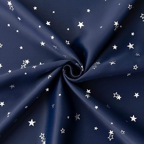 Miniatura 8 de BGment - Cortinas opacas para dormitorio con ojales aislamiento térmico estampado de estrellas plateadas para oscurecer la habitación para sala de