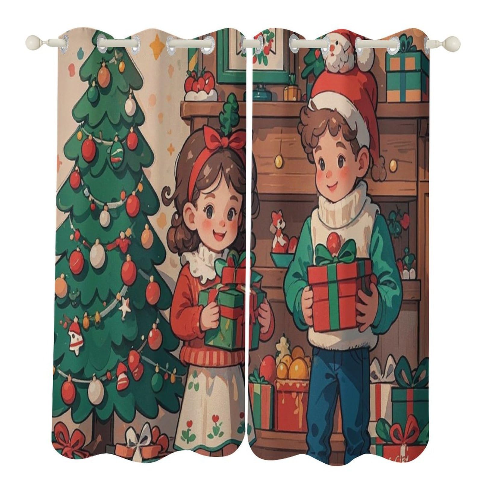 Rideaux de Noël occultants pour chambre de bébé et cuisine