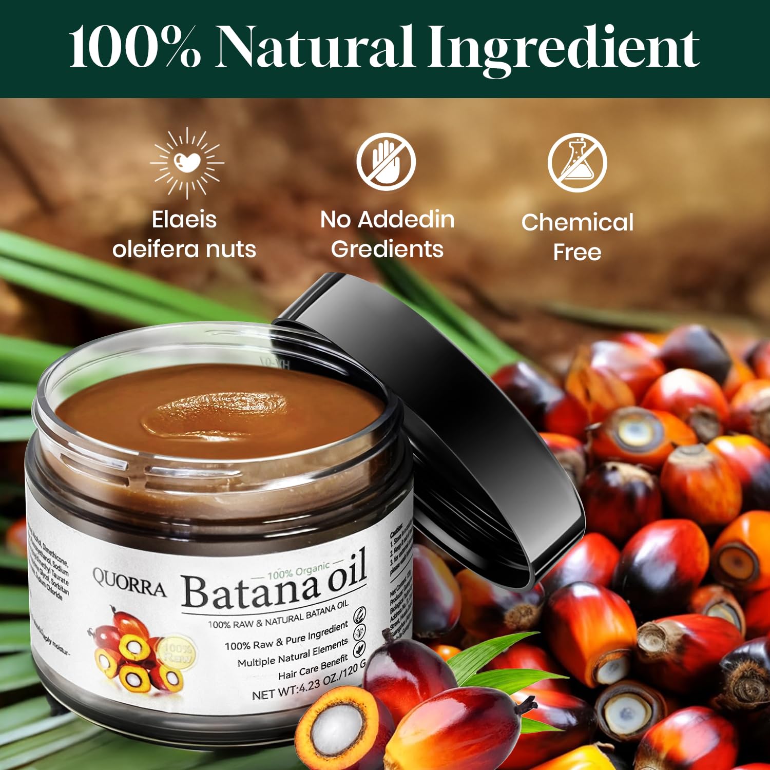 Quorra Raw Batana Oil for Hair Growth 100% Natural Organic Hair Oil from Honduran for Thick and Strong Natural Hair,Unrefined Cold Pressed Cosmetic Scalp Mask for Men & Women - Image 2