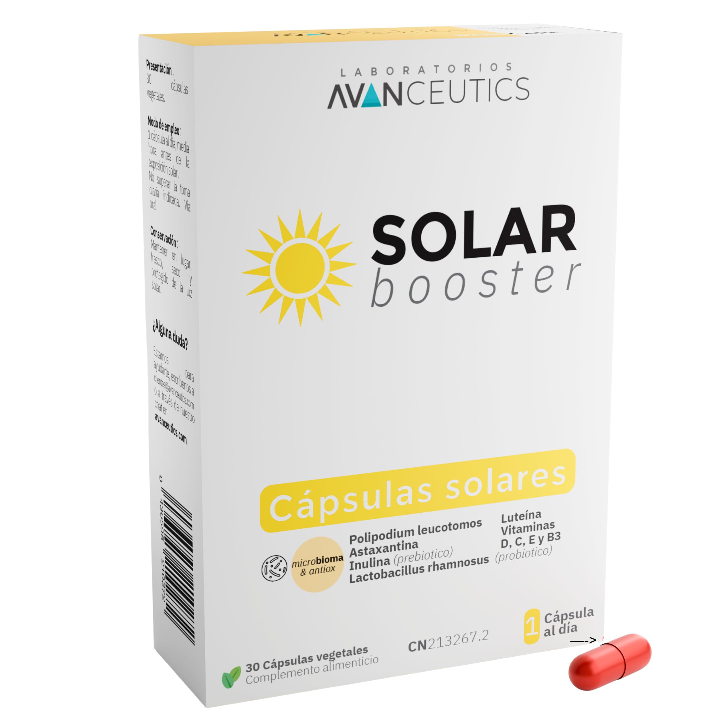 Solar Booster | Pastillas para el Sol | Capsulas Proteccion Solar Oral, Anti Manchas, Prevención Fotoenvejecimiento y Daño Celular Piel | Protector Solar Oral con Polypodium Leucotomos