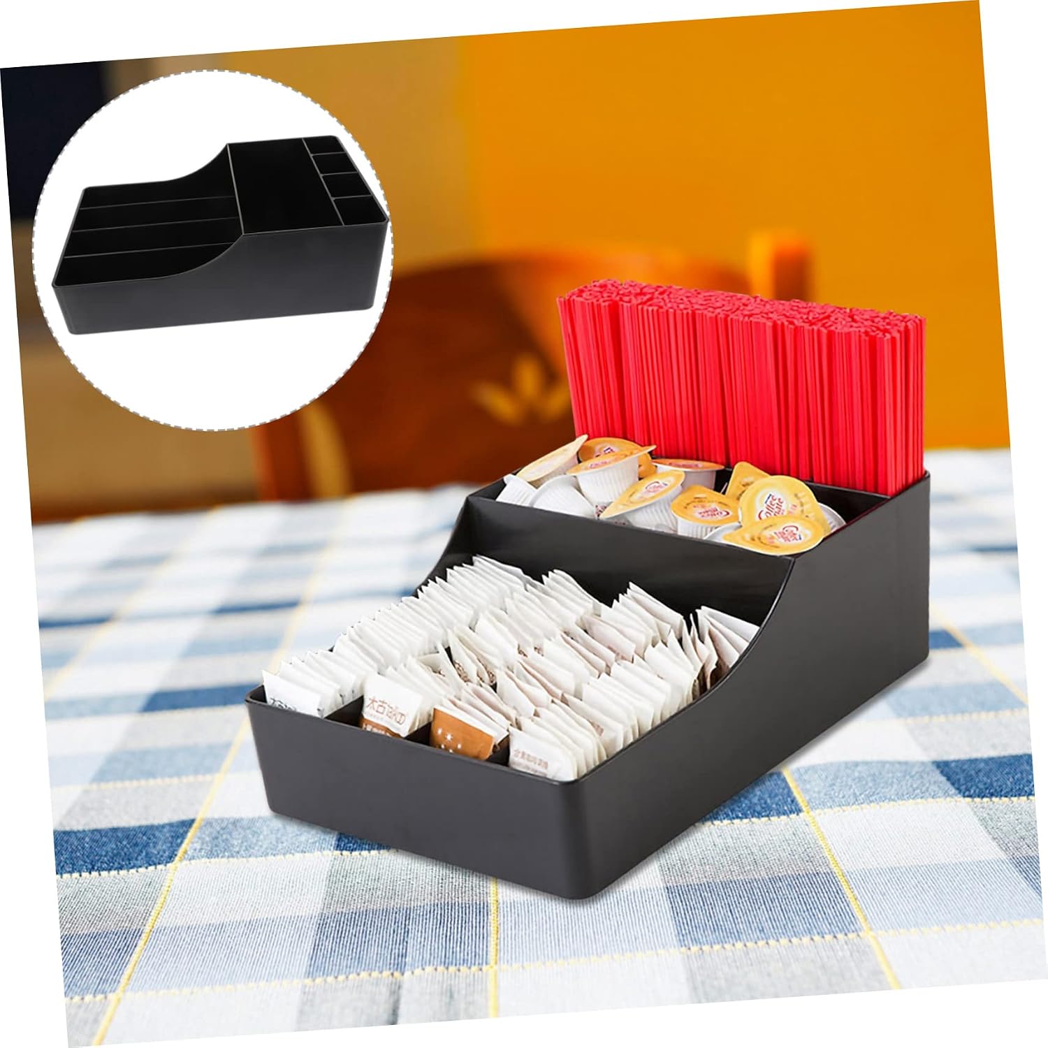 SOLUSTRE Plastic Coffee Condiment Organizer Multi-function Tea Bag Storage Box for Sugar Packets for Home Office Coffee Elegant Design and Versatile