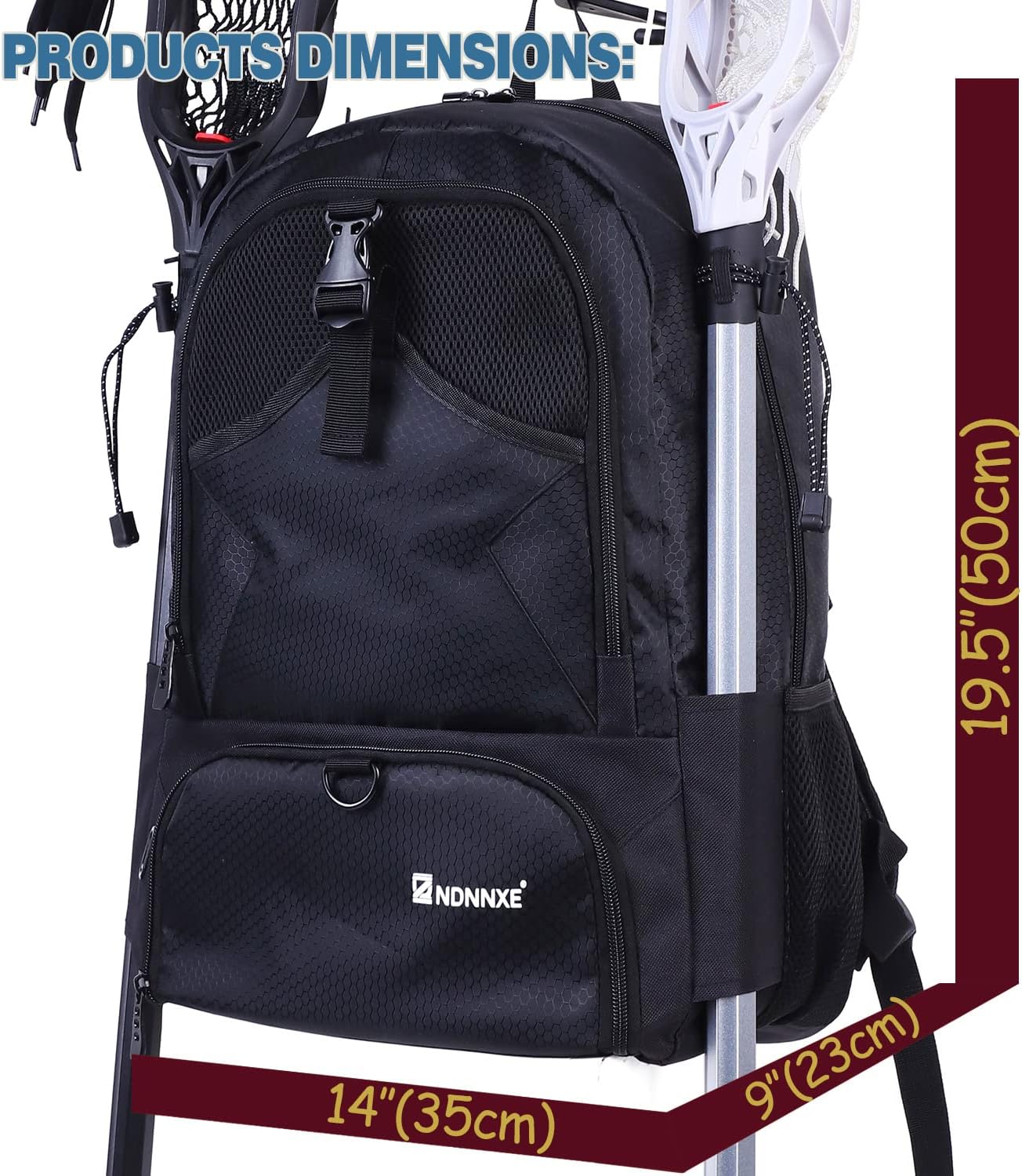 NDNNXE Lacrosse Bag - Lacrosse Bags for Boys - Holds All Lacrosse or Field Hockey Equipment - With 2 Stick Holders & Separate Cleats Compartment : Sports & Outdoors