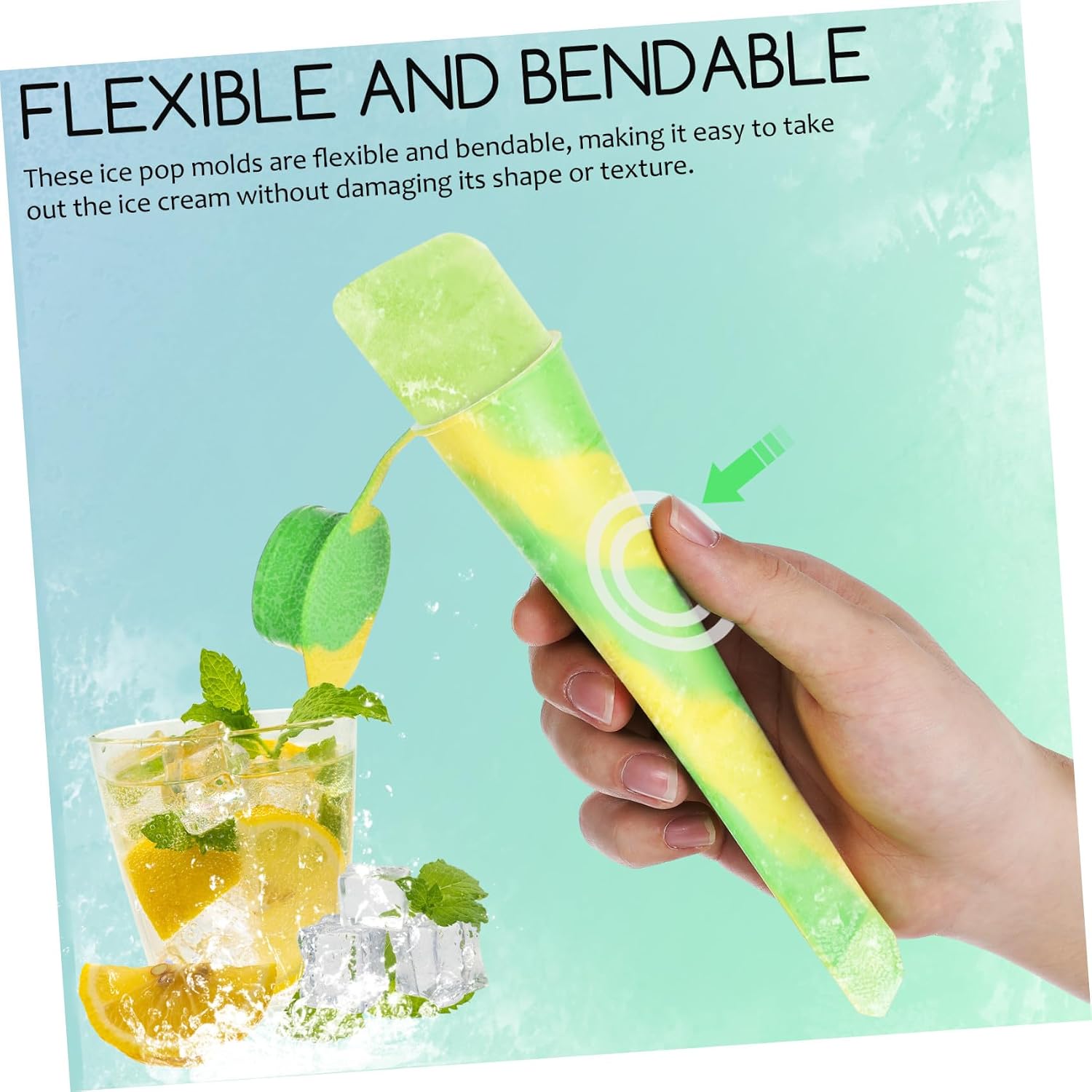 GLEAVI 12 Pcs Silicone Ice Cream Mold Set with Reusable Yogurt Tubes, Non-toxic Dessert Maker for and Adults, Sturdy Ice Pop Molds for Homemade Treats
