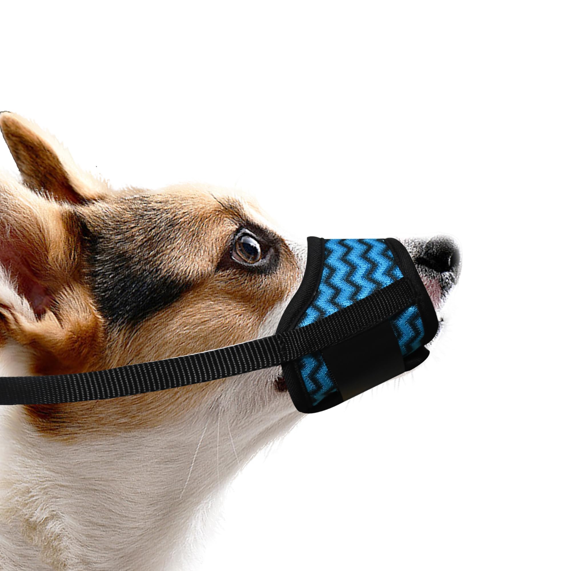 JOYPAWS Dog Muzzle, Comfortable Air Mesh Breathable Muzzle Wavy Stripe Adjustable Drinkable Loop Pattern Pets Muzzles for Small Dogs, Stop Biting