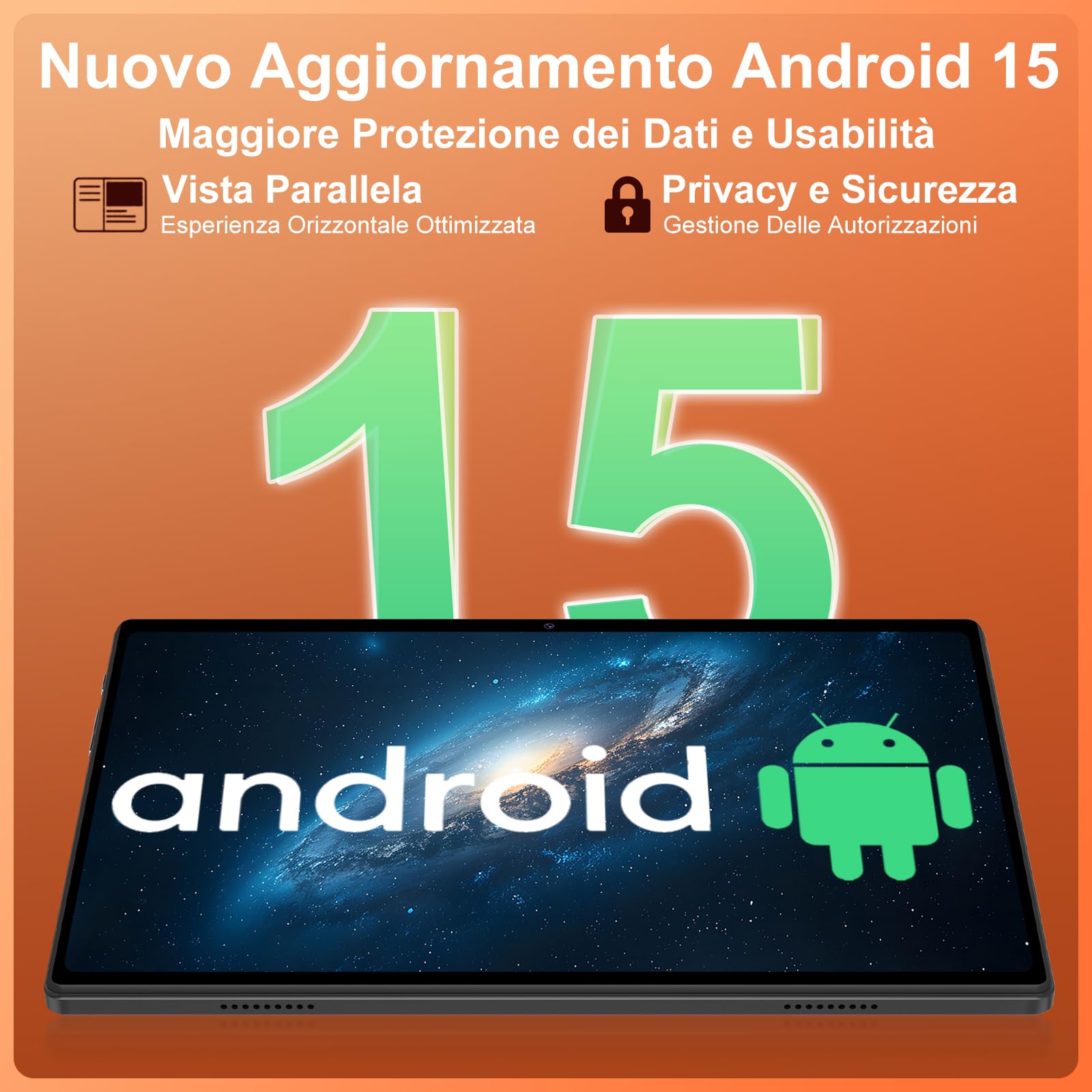Tablet Android 15, 30GB RAM 128GB ROM(TF 2TB Espandibile), 10 Pollici, 8000mAh, WIFI 5G/ GPS/ BT5.0/ OTG, Face ID, Widevine L1, Tablets Corpo in Metallo con Tastiera, Mouse, Custodia Protettiva -Nero