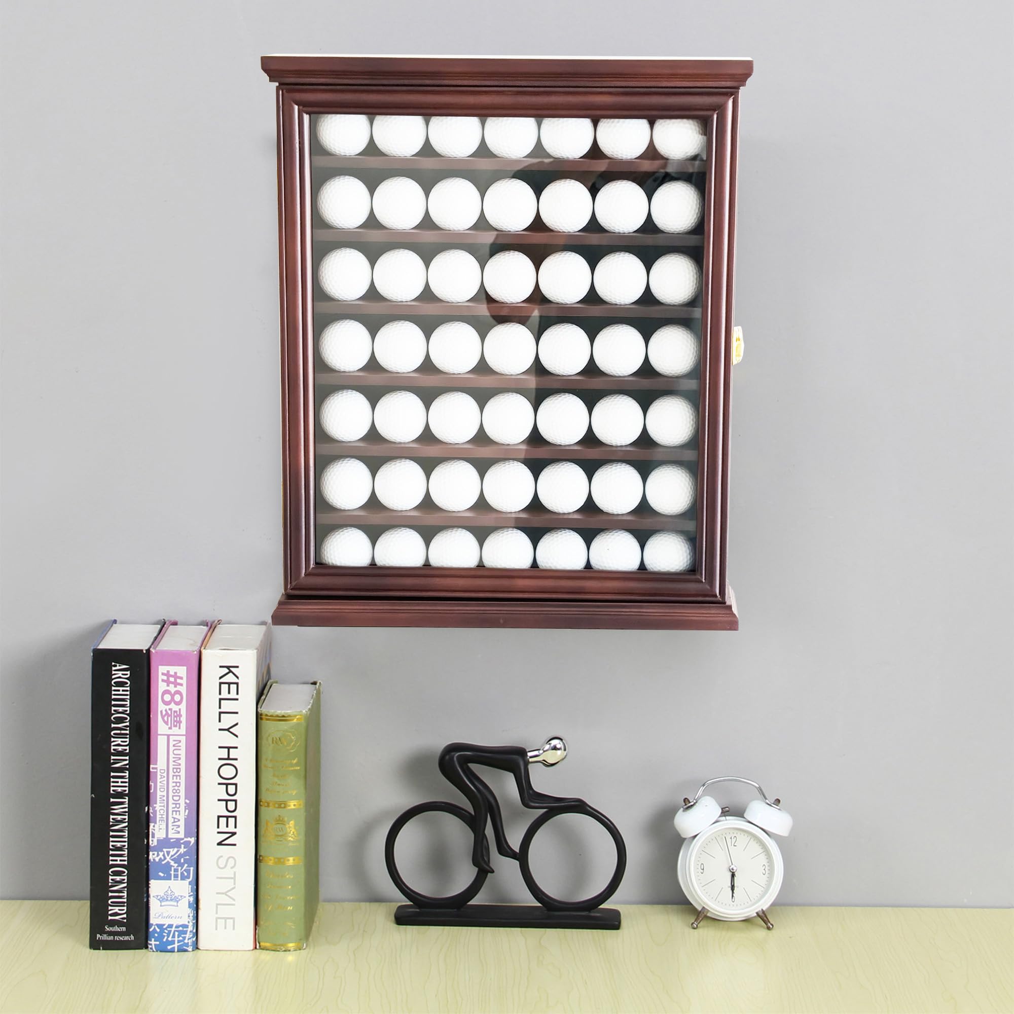 ARRRAWIS - Vitrina de pelotas de golf de alta calidad, agujero montado en la pared en un soporte para pelotas de golf, ideal para entusiastas del golf, espaciosa, segura, artesanía excepcional, color