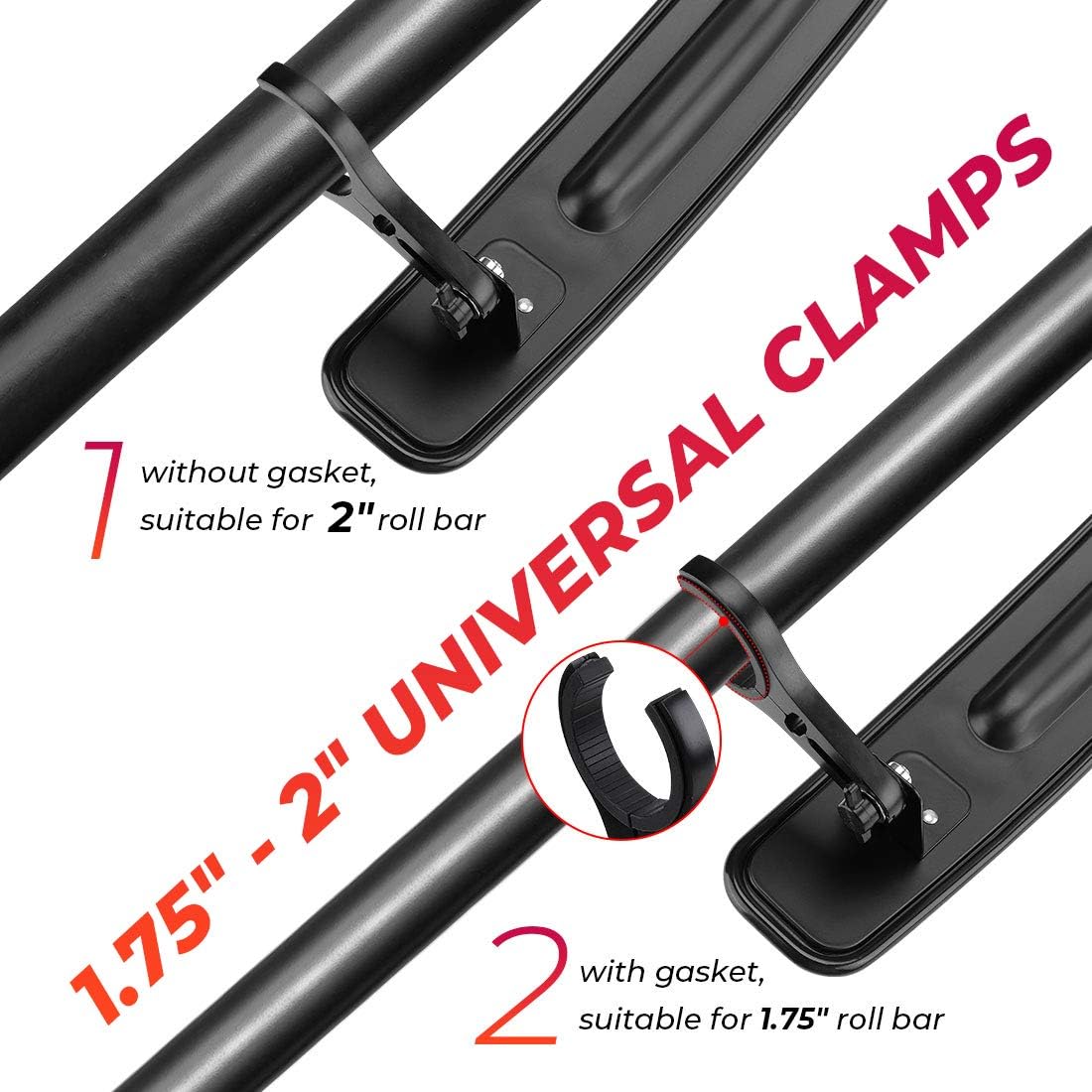 KEMIMOTO 17" UTV Rear View Center Mirror, UTV Race Mirror with 3/4 1.75" or 2" Clamps Compatible with Polaris RZR, Pioneer, Can-Am Commander Maverick, Talon 1000R 1000X, Mule