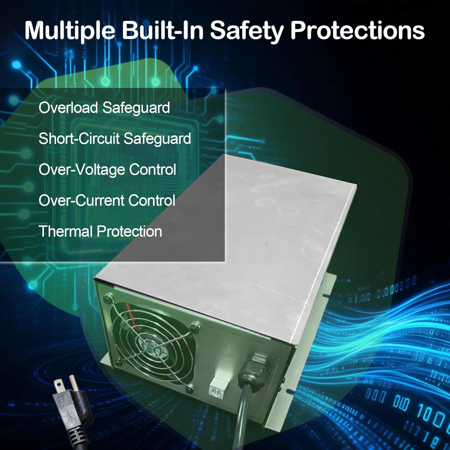 75 Amp RV Power Converter Charger, WF-9875 Deck-Mount 3-Stage Smart Converter Replacement for WF-9800 Series, 13.2-14.4V Stable DC Output, Safe & Quiet Cooling, for RV, Camper & Trailer