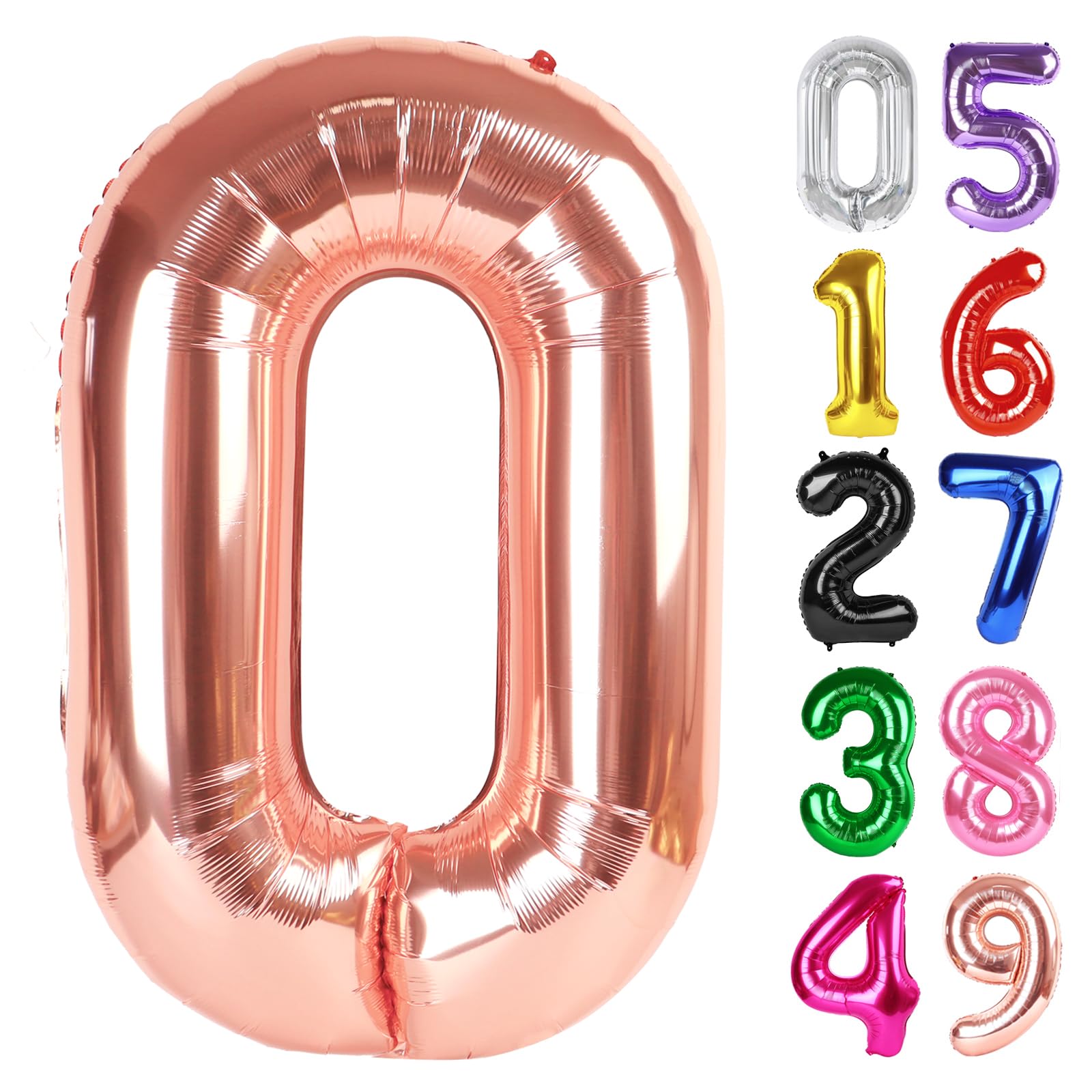 Rose Gold Number 0 Balloon 40 Inch, 0th Birthday Decorations Men Women