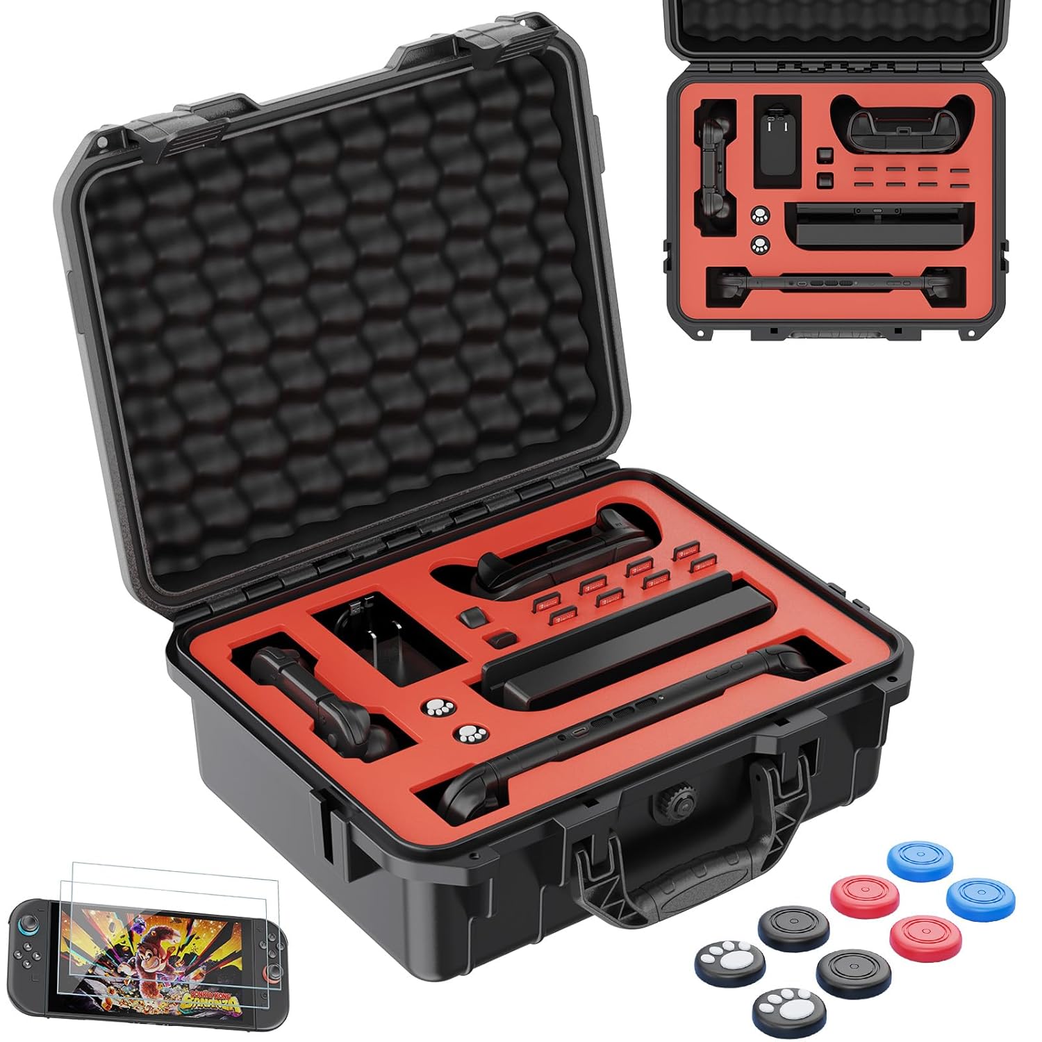 Hard Carrying Case for Switch 2, IP67 Waterproof Shockproof Travel Storage Bag with EVA Foam Lining, Designed for Switch 2 Can store the console dock controllers, cartridges and other items