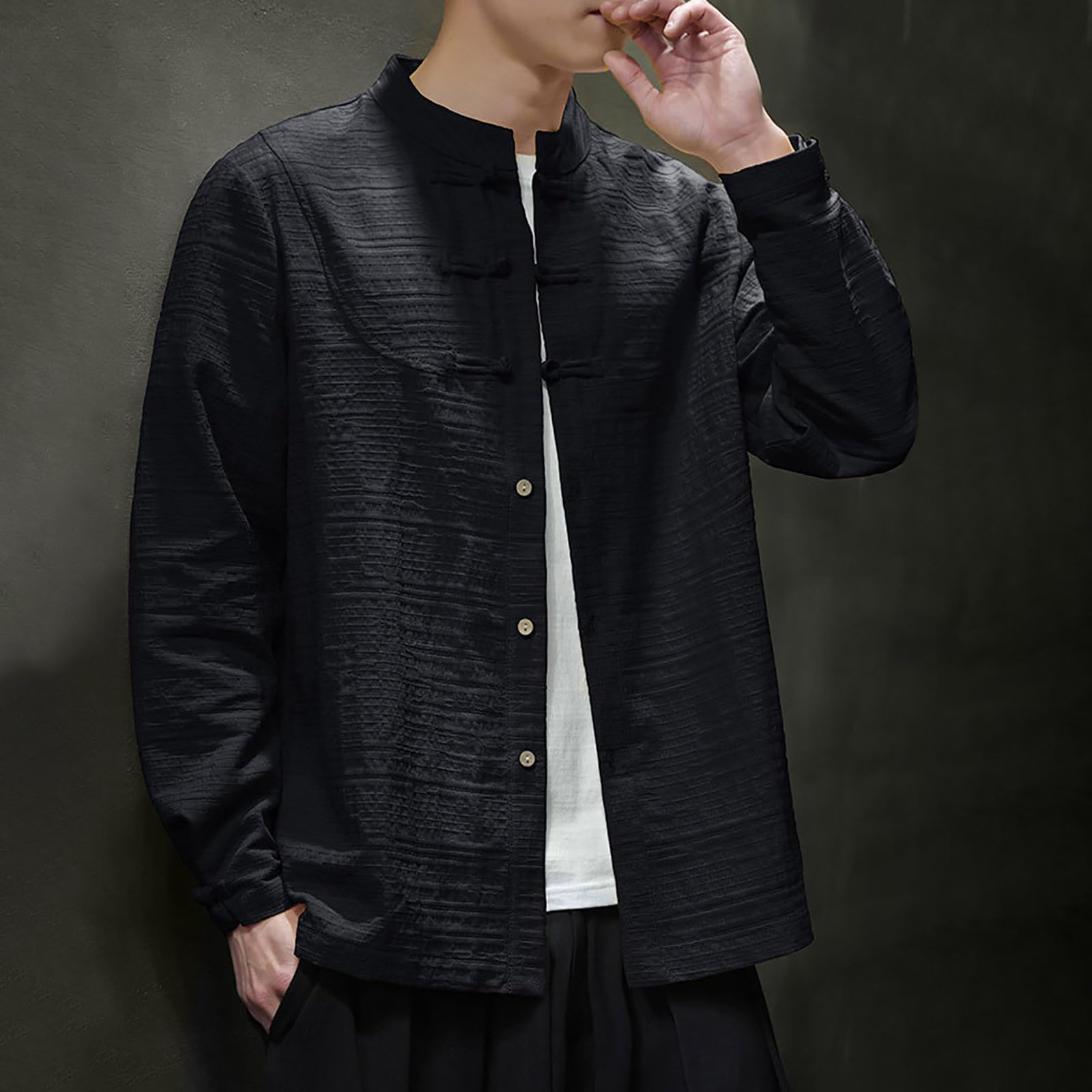 Herren Traditionelle Chinesische Kung Fu Kleidung Baumwolle Und Leinen Zen Meditation Tang Anzug Hanfu Jacke Mantel Kampfsportanzug Tai Chi Uniform For Herren Wing Chun Kleidung