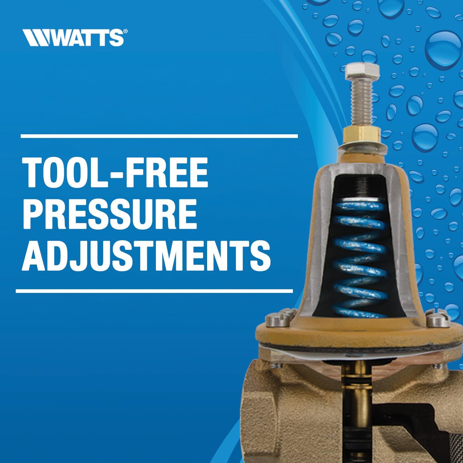 Tool-Free Pressure Adjustments on Watts Pressure Reducing Valve