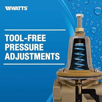 Watts LF25AUB-Z3 Series 1 Lead-Free Cast Copper Silicon Alloy Water Pressure Reducing Valve, NPT Female Union x NPT Female Outlet, Polymer Seat, Adjustable Pressure 25 to 75 psi, Maximum 300 psi
