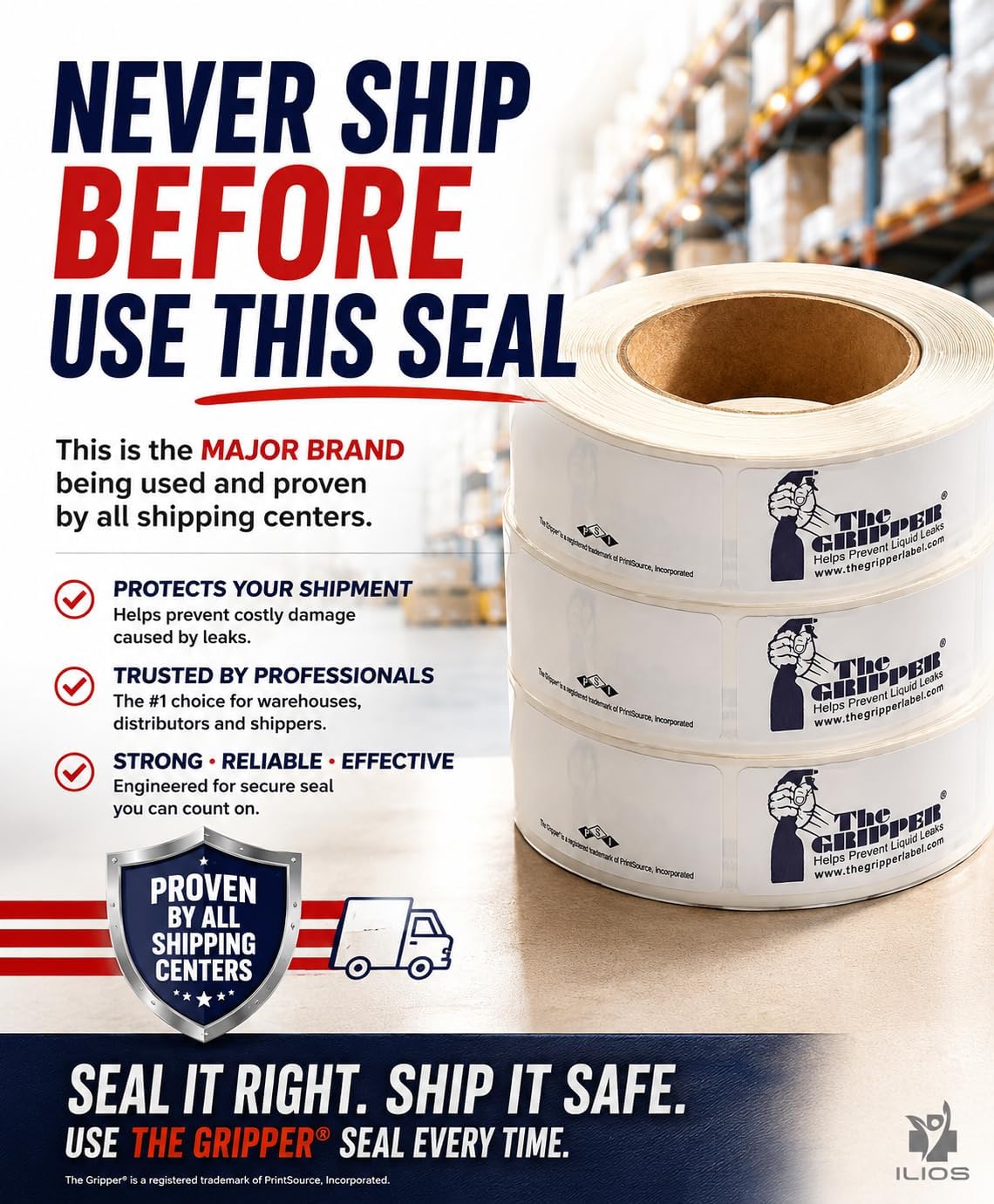 ILIOS The Gripper Tamper Proof Tape, Bottle Sealing Tape, 3/4" x 6, 1 Pc