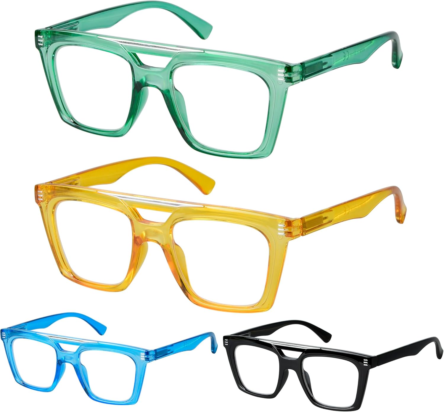 Eyekepper 4-pack Design Reading Glasses for Women Reading - Square Readers Men +1.50