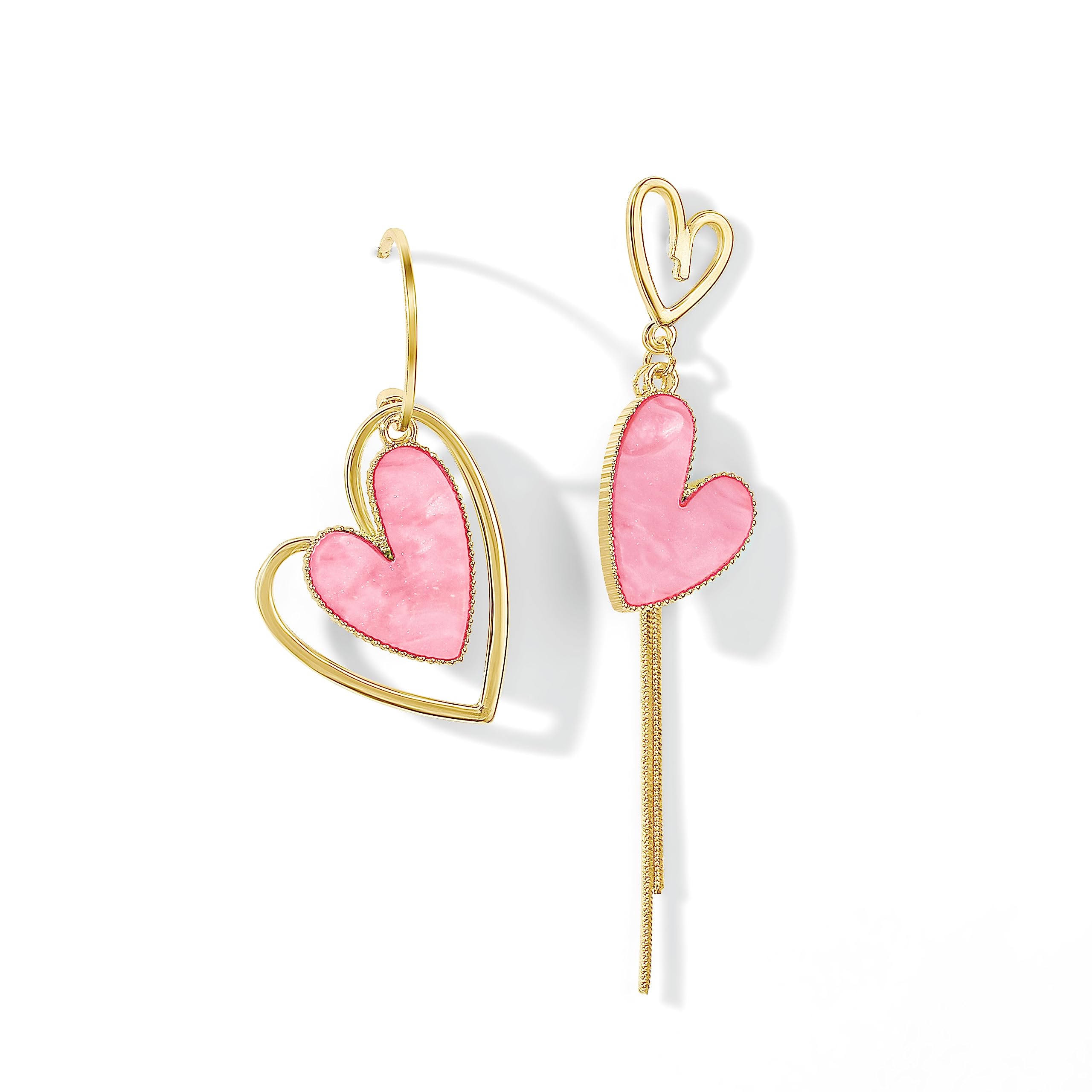 PopTopping Asymmetrical Heart Earrings Heart Drop Earrings Heart Dangle Earrings For Women Birthday