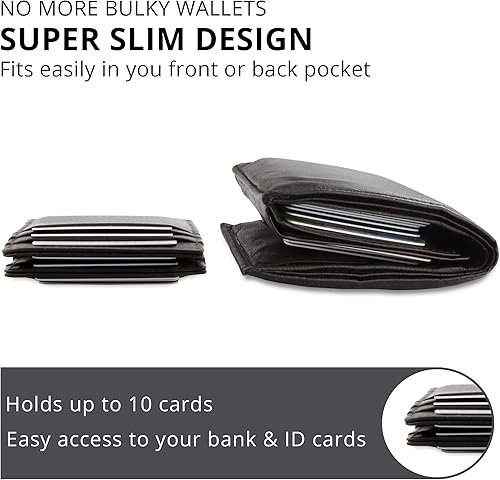 Miniatura 3 de Garzini Cartera mágica para hombre cartera minimalista con tarjetero RFID cartera de cuero para 10 tarjetas 10 marrón chocolate Minimalista