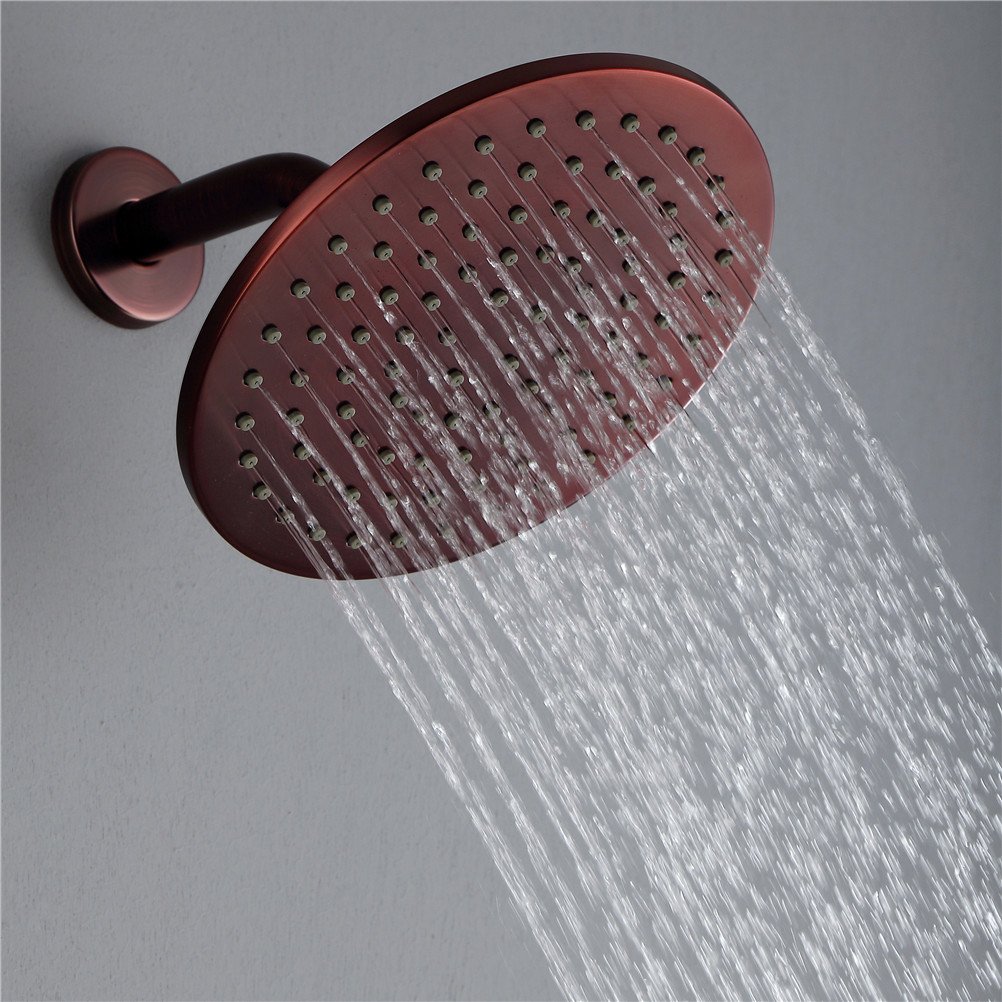 Solid Brass Shower System Oil-Rubbed Bronze Wall Mounted Ceramic Valve Bath Shower Mixer Taps 8" Rainfall Brass Shower Faucet, B