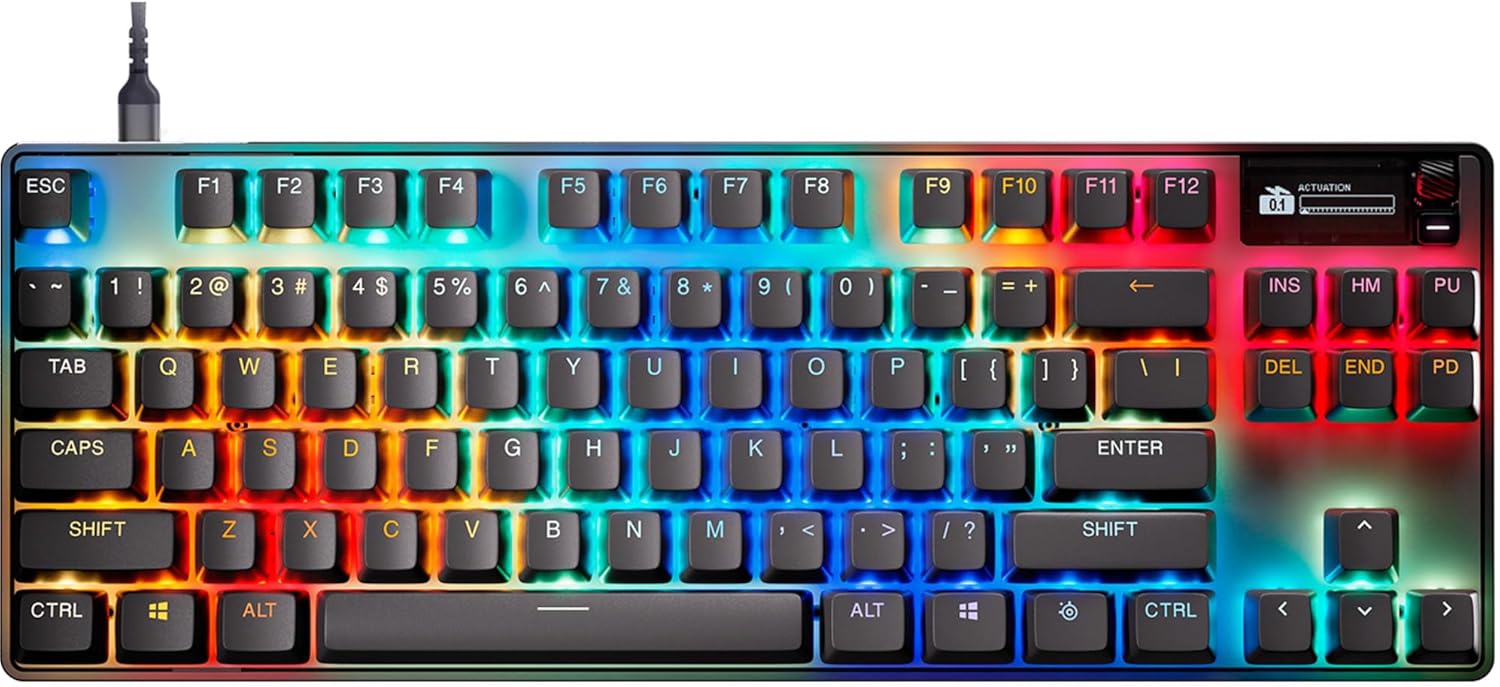 SteelSeries Apex Pro TKL Gen 3 Mechanical Gaming Keyboard with OmniPoint 2.0 HyperMagnetic Adjustable Switches, USB, 108 Keys, RGB Backlighting