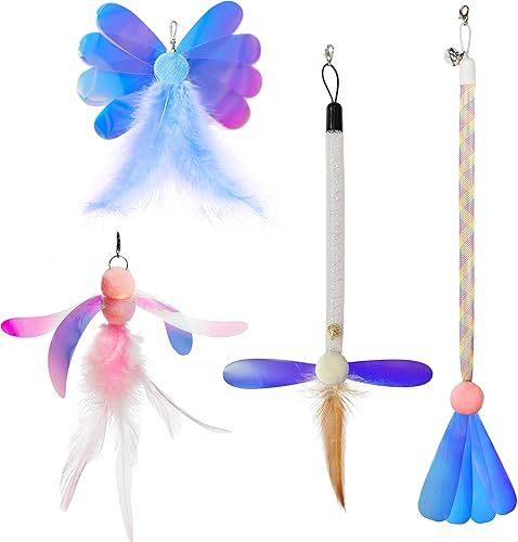 Miniatura 7 de JXFUKAL Recambios de juguete de plumas, 3 piezas de simulación de mini insectos, señuelos de varita, juguetes de repuesto para gatitos, accesorios 3