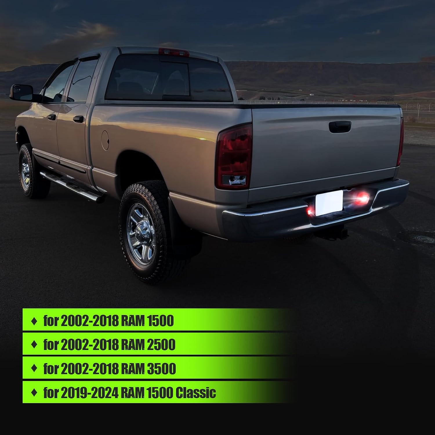 LED License Plate Lights Compatible with 2002-2018 RAM 1500, 2500, 3500 2019-2022 RAM 1500 Classic Pickups | 6000K White LED Tag Lamps,Smoke Lens 2-Pack