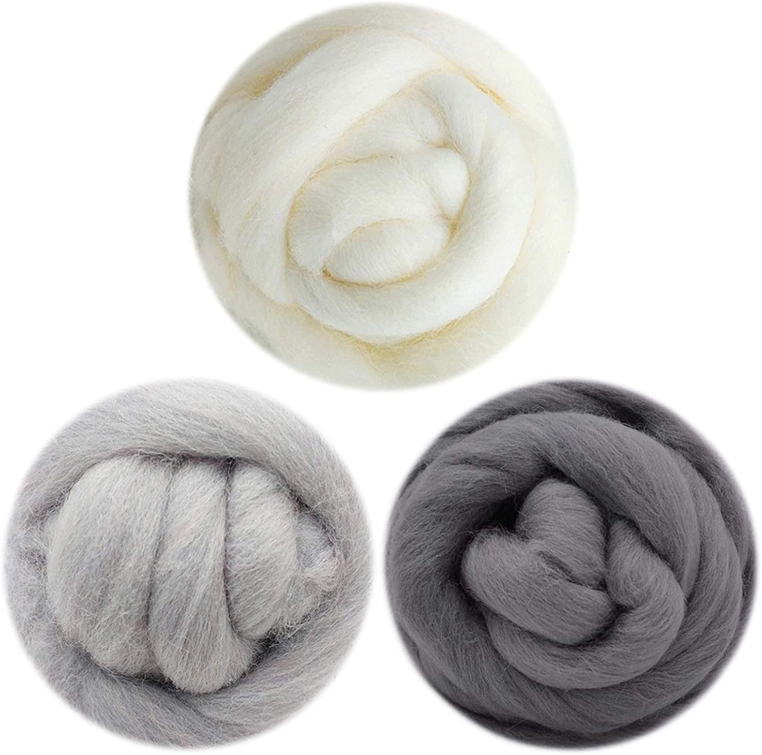 Artec360 Needle Felting Wool Roving 10.5oz (300g) 3 Colours DIY Felting Wool for Needle Felting Kit 3.5oz (100g) x 3 Colours (Pure World)