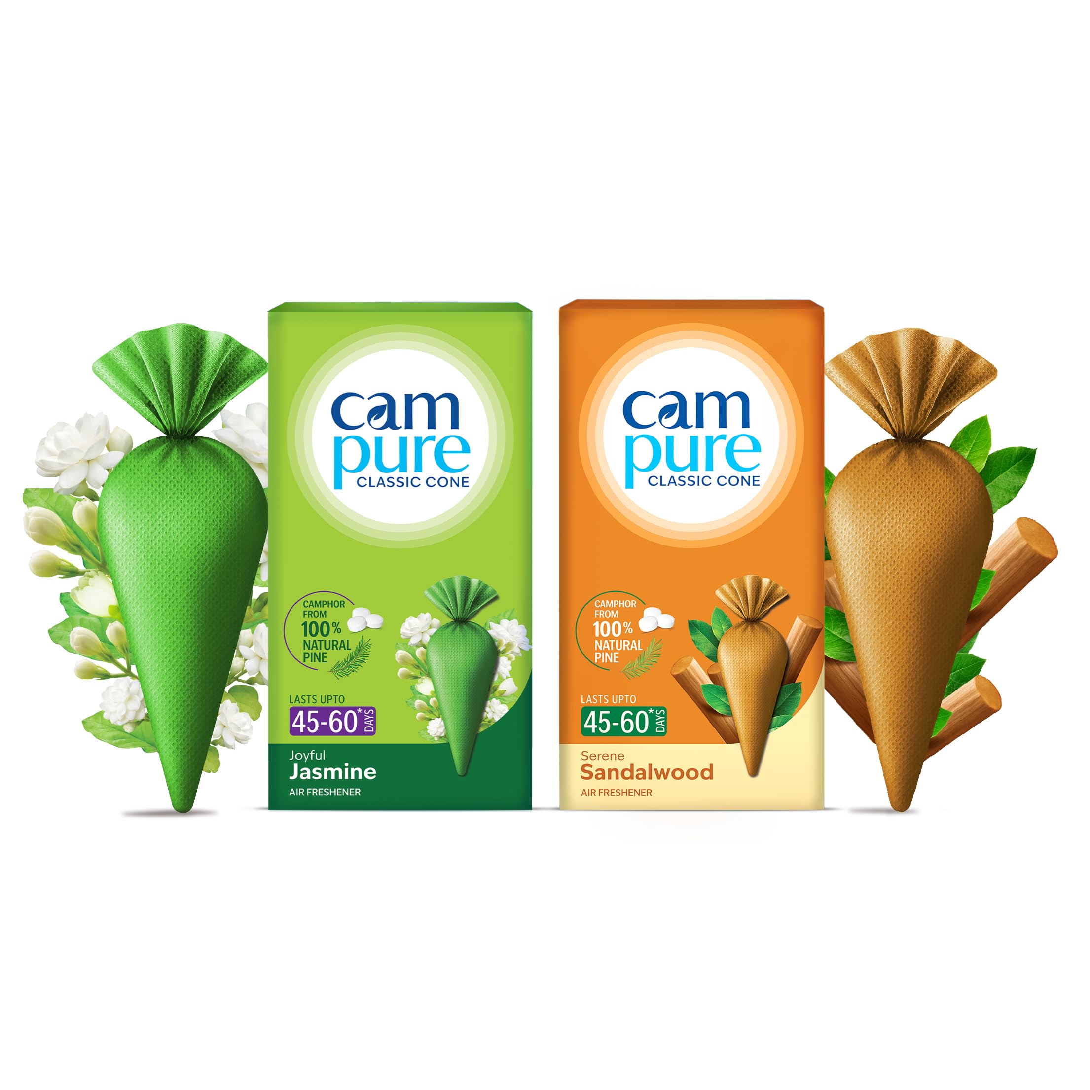 CamPure Camphor Cone (1 Jasmine + 1 Sandalwood) Pack Of 2-100% Organic | Air Freshener For Car, Wardrobe, Office Cabin's, Drawers, Travel Bag & Bathroom-image-24