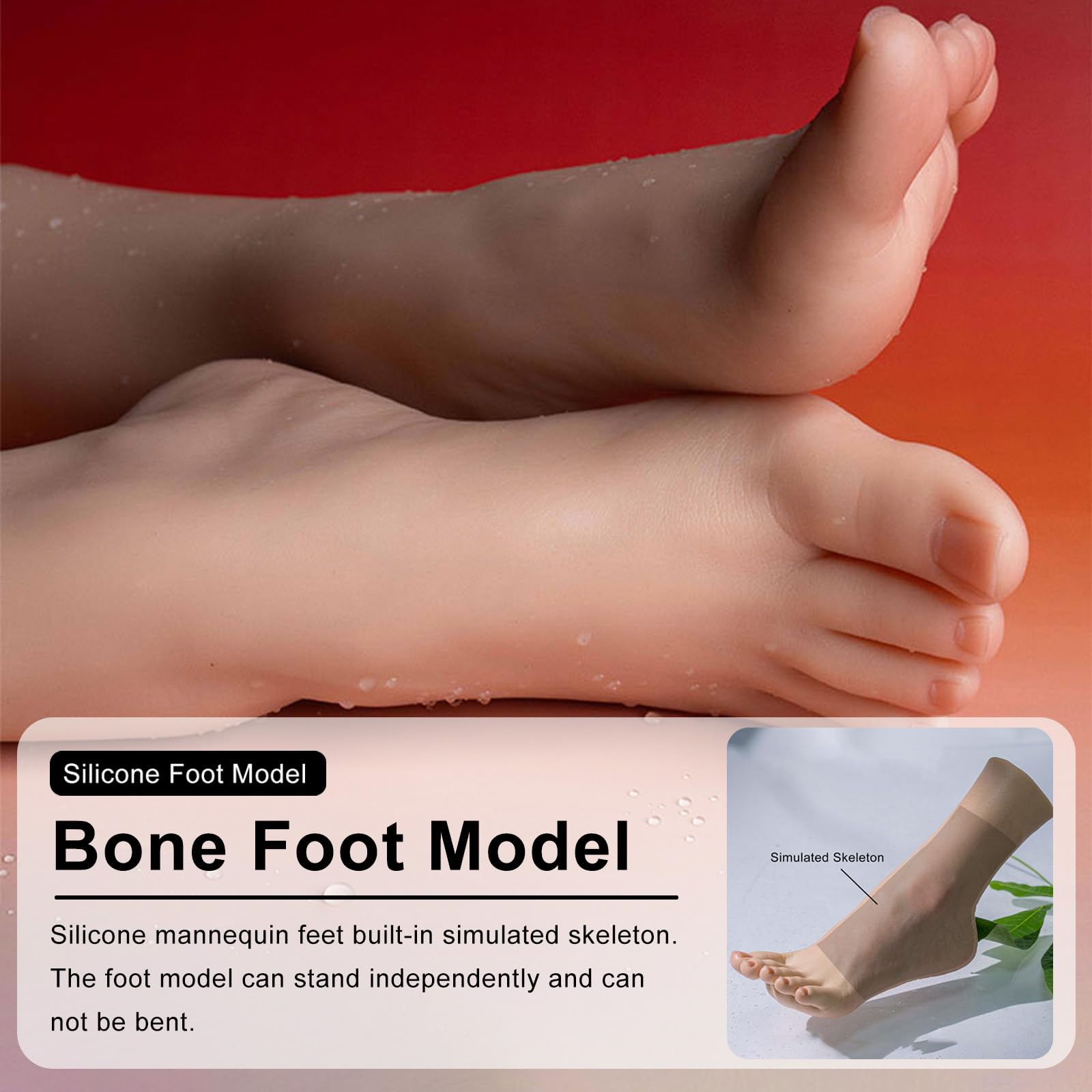 Mannequin de pied réaliste en silicone avec os, modèle de pieds féminins réalistes pour présentation de bijoux et de chaussures, parfait pour les collectionneurs et les vitrines fétichistes