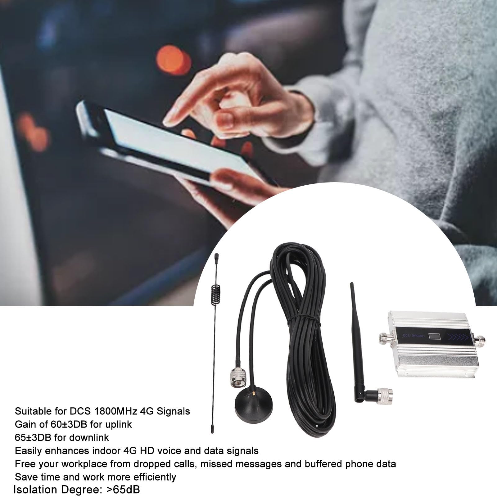 Połącz Wzmacniacza Sygnału Komórkowego Ponowne dla 4G LTE DCS 1800 MHz z 60 ± 3db łącza w górę 65 ± 3db Wnder Link dla Sklepu z Biurem Domowym (wtyczka UE)