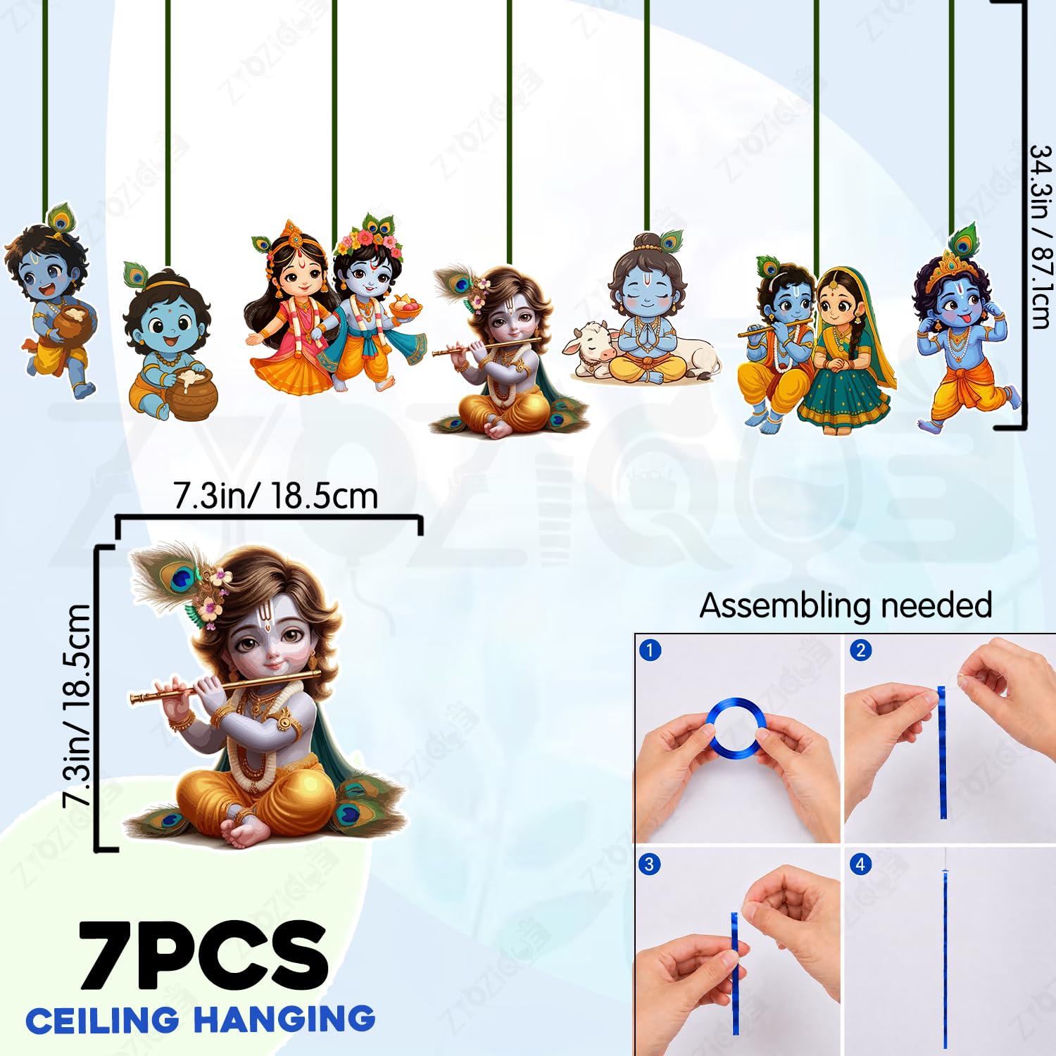 Janmashtami Ceiling Decorations - BalGopal Cutouts -2