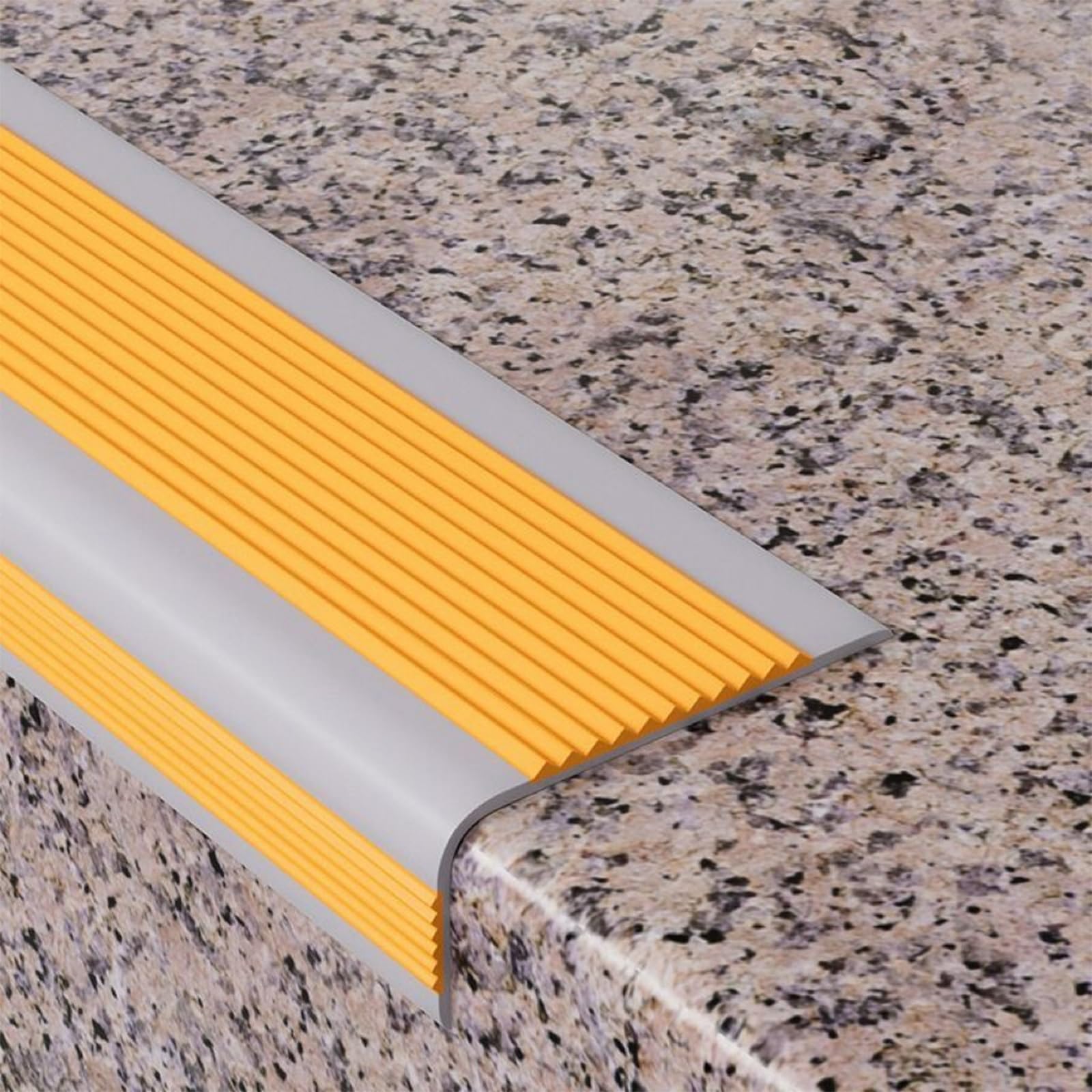 YLLFFLL Rubber Stair Nose Guards for Marble Steps, Self-Adhesive Stair Nosing with Fluted Non-slip Surface, Treads Edge Protector Molding Trim(Orange,5.2ft/1.6m)