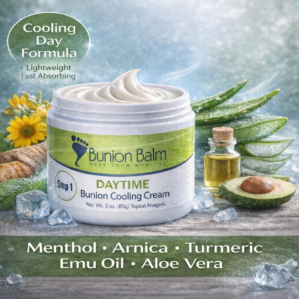 Bunion Balm Cooling Cream for Bunion & Foot Relief – Menthol, Arnica, Turmeric & Botanical Extracts – Big Toe Comfort for Women & Men – Step 1 of 2 Step