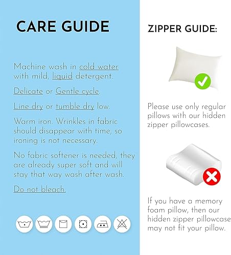 Miniatura 7 de Fundas de almohada con cremallera, tamaño Queen 30 x 20 pulgadas, 100% viscosa derivada de bambú, paquete de 2 unidades, color gris. Fundas de