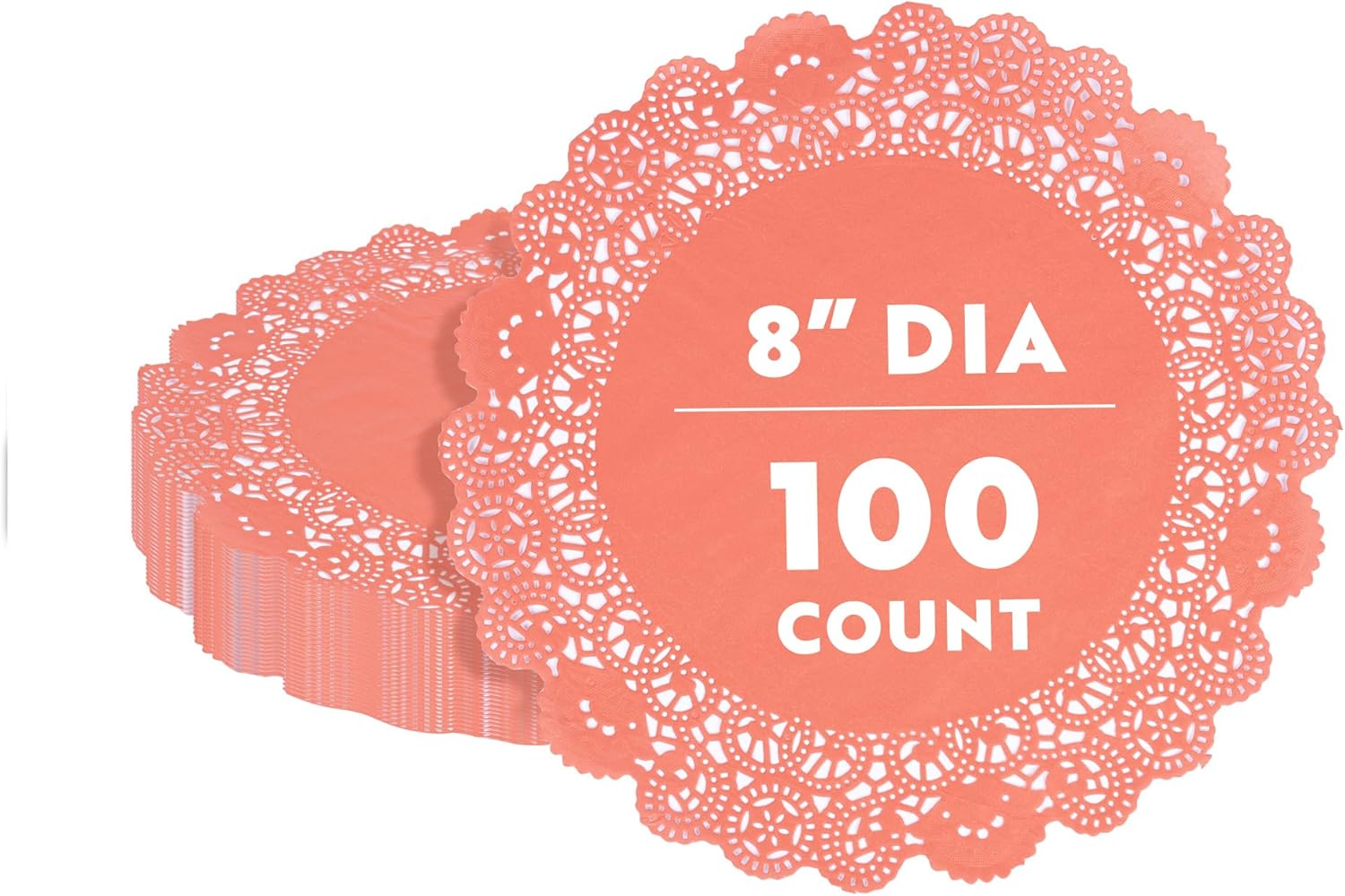 Restaurantware Paper Doilies 4000 Pack of 8 Inch Lace Disposable Table Decor Red Round Shape Decorative Presentation