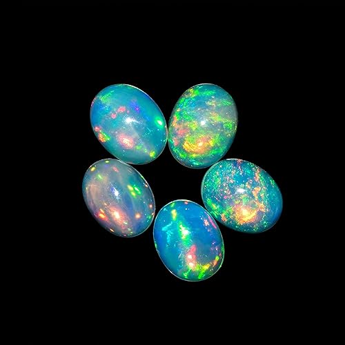 Miniatura 8 de Natural Ultra Fire Ethiopian Opal Oval Cabochon Natural Gemstone, Opal Rock Crystals, DIY-Crafts Jewelry Making Loose Supply, Chakra Healing Energy