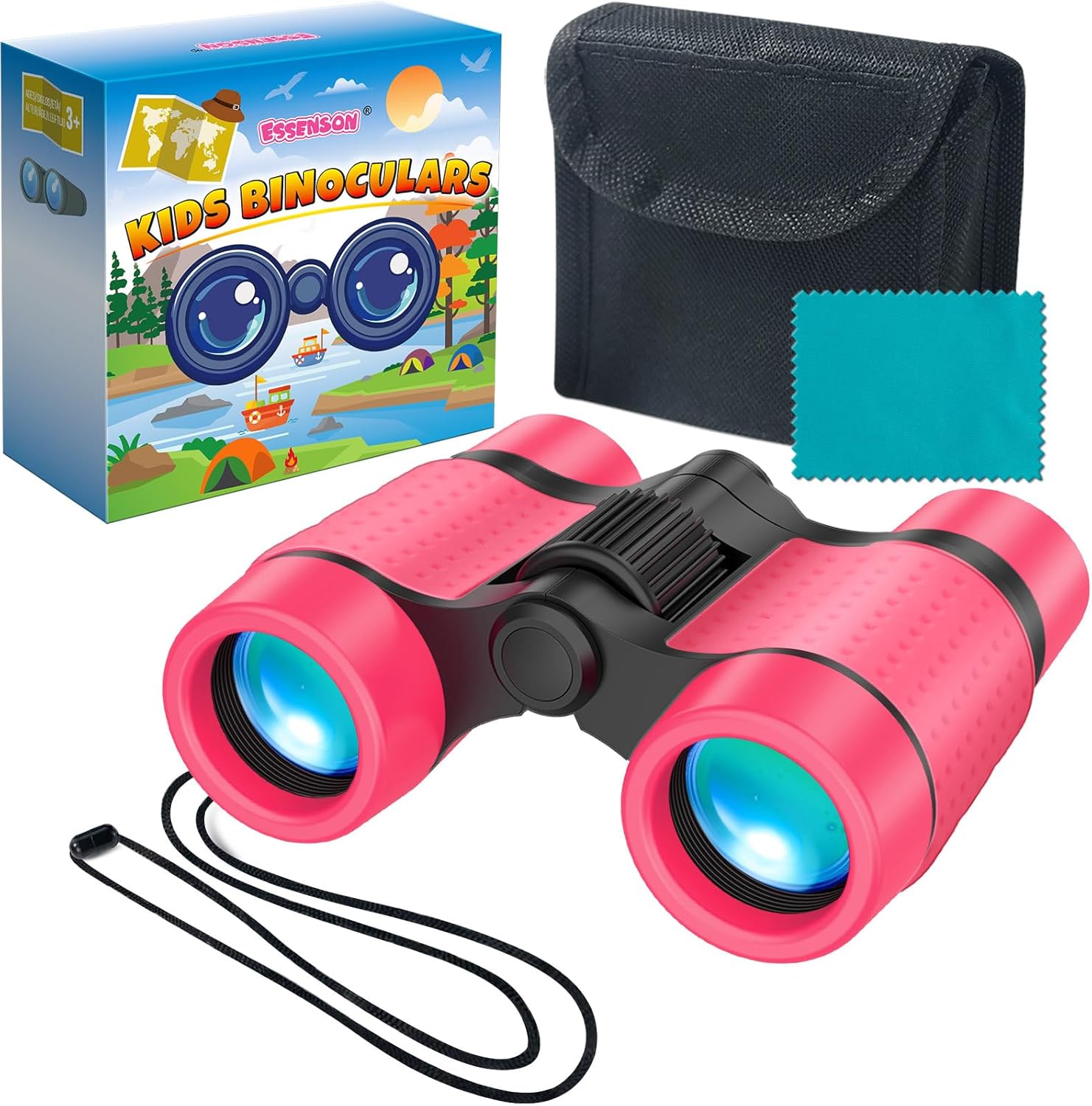 essenson binoculars for kids toys gifts for age 3-12 years old boys girls kids telescope outdoor toys for sports and outside play, bird watching, birthday presents pink
