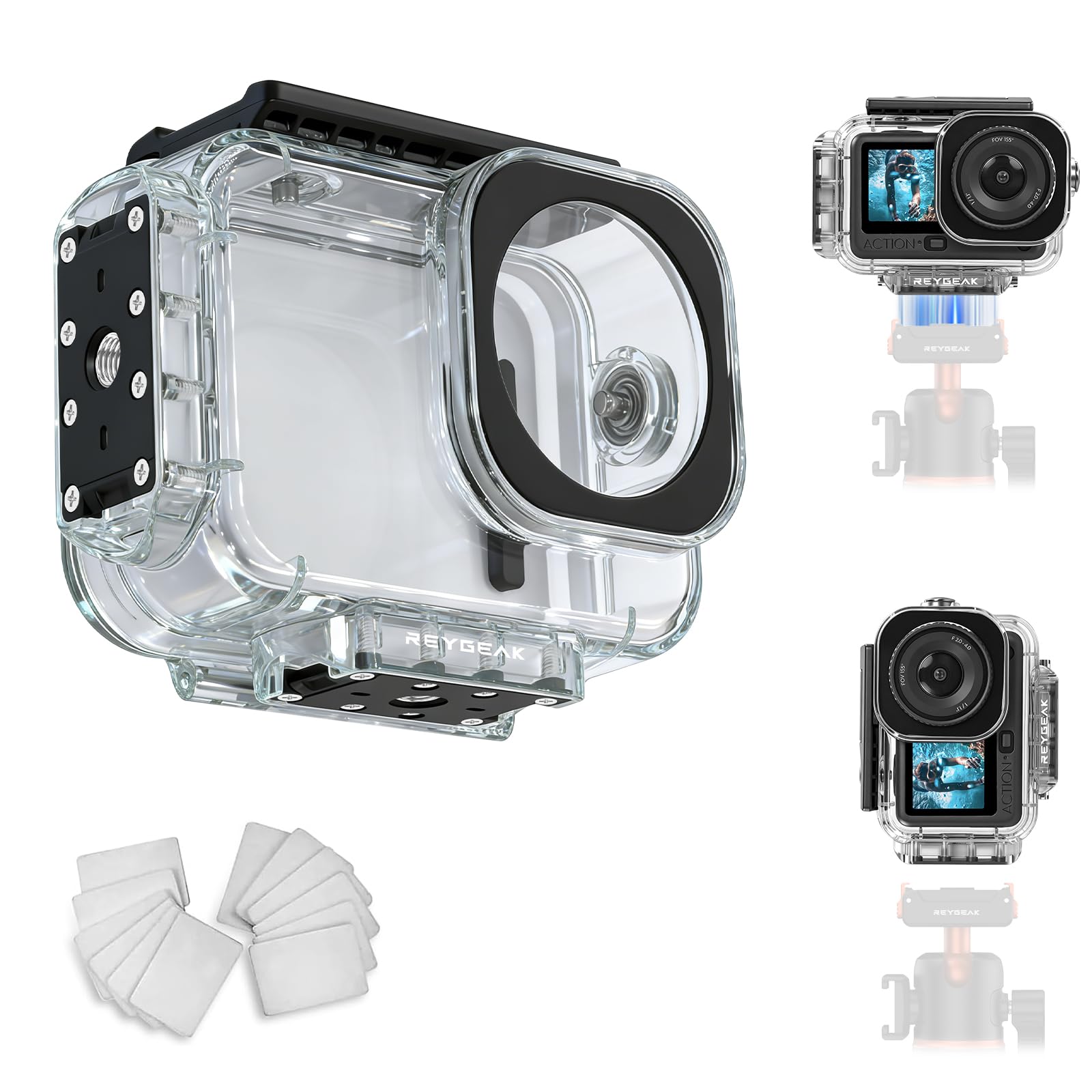 REYGEAK Waterproof Case for DJI Osmo 360 Action 6,164FT/50M Underwater Protective Housing Dive Set-image-45