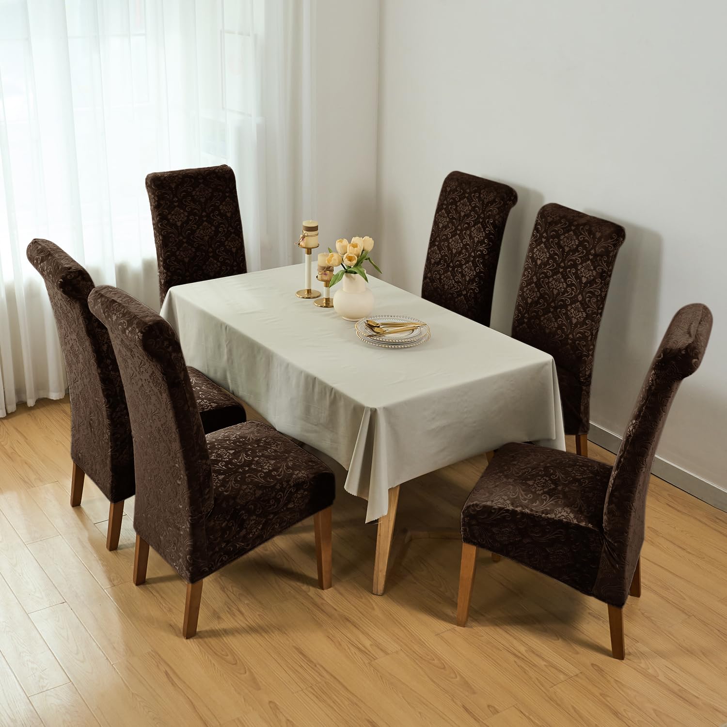 Velvet Dining Chair Covers - Set of 6 -3