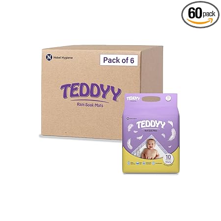 TEDDYY Baby Disposable Rapi-Soak Mats Size - 60 X 60 cm (60)