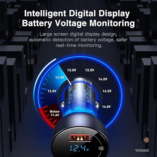 Miniatura 3 de USB C Car Charger Adapter Baseus 65W PPS QC PD 30 Super Fast  Metal Car Laptop Charger with LED Display Compatible with MacBook Samsung iPhone 1312