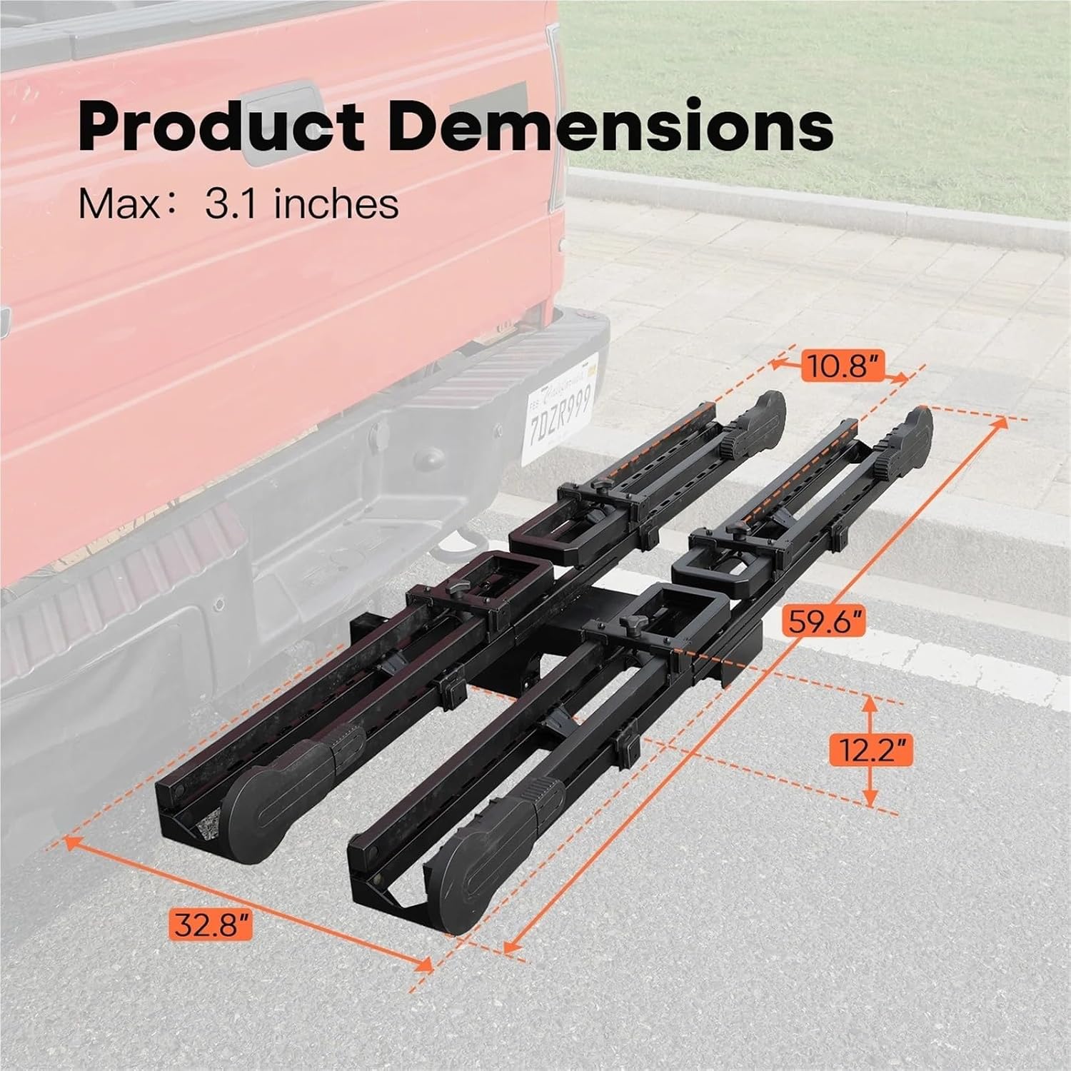 100 Lbs Foldable Tiltable Hitch Mounted Bike Rack for 2 Bikes