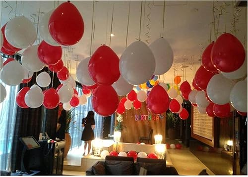Miniatura 3 de KADBANER Globos blancos y rojos, paquete de 100 globos de látex de 12 pulgadas, para bodas, fiestas de cumpleaños, baby shower, decoración de fiesta