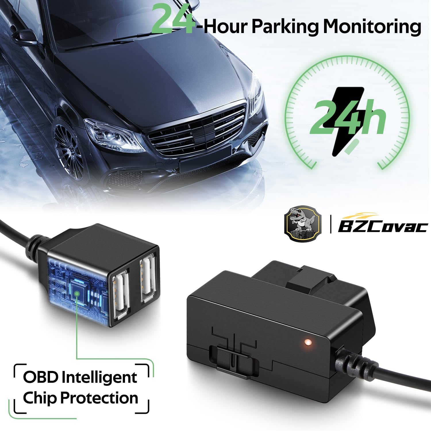 Constant Power Cable for Garmin Dash Cam, OBD-II Port Adapter with Dual USB for Car Charging, Supports Multiple Parking Modes