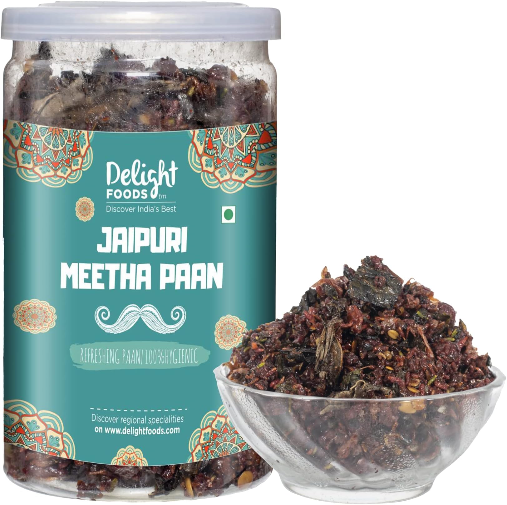 Delight Foods Jaipuri Meetha Paan Mukhwas Mouth Freshener, 100grams | Without Supari |Sweet Paan Hygienically Packed Jar | Traditional Mukhwas