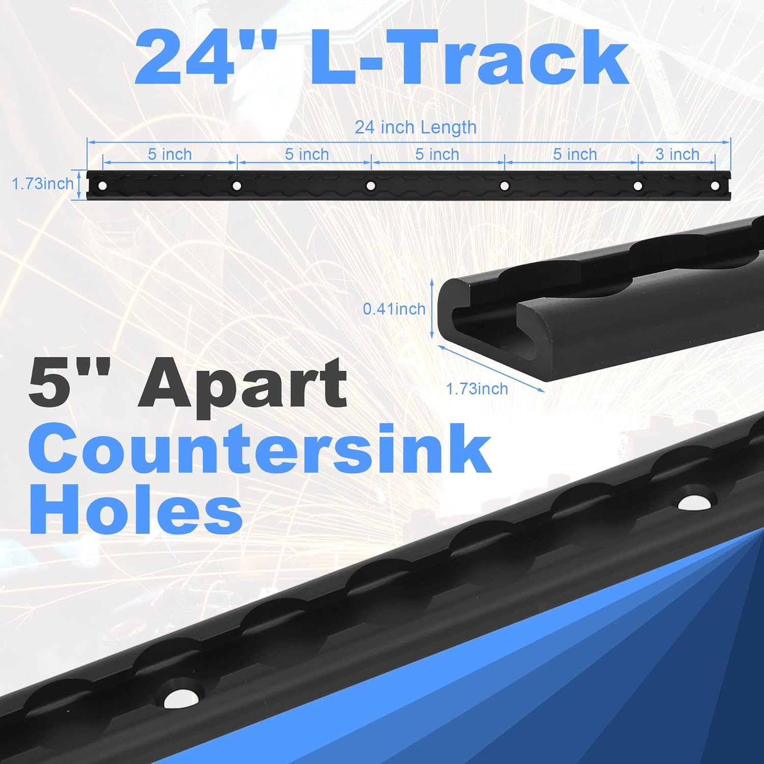 AIWFL 4 Pack Aluminum L Track Black, 24" L-Track Rail, 2ft Heavy Duty L Track Tie Down Rail, Truck Bed Side Rail for Trucks, Vans, Pickup, Enclosed Trailer